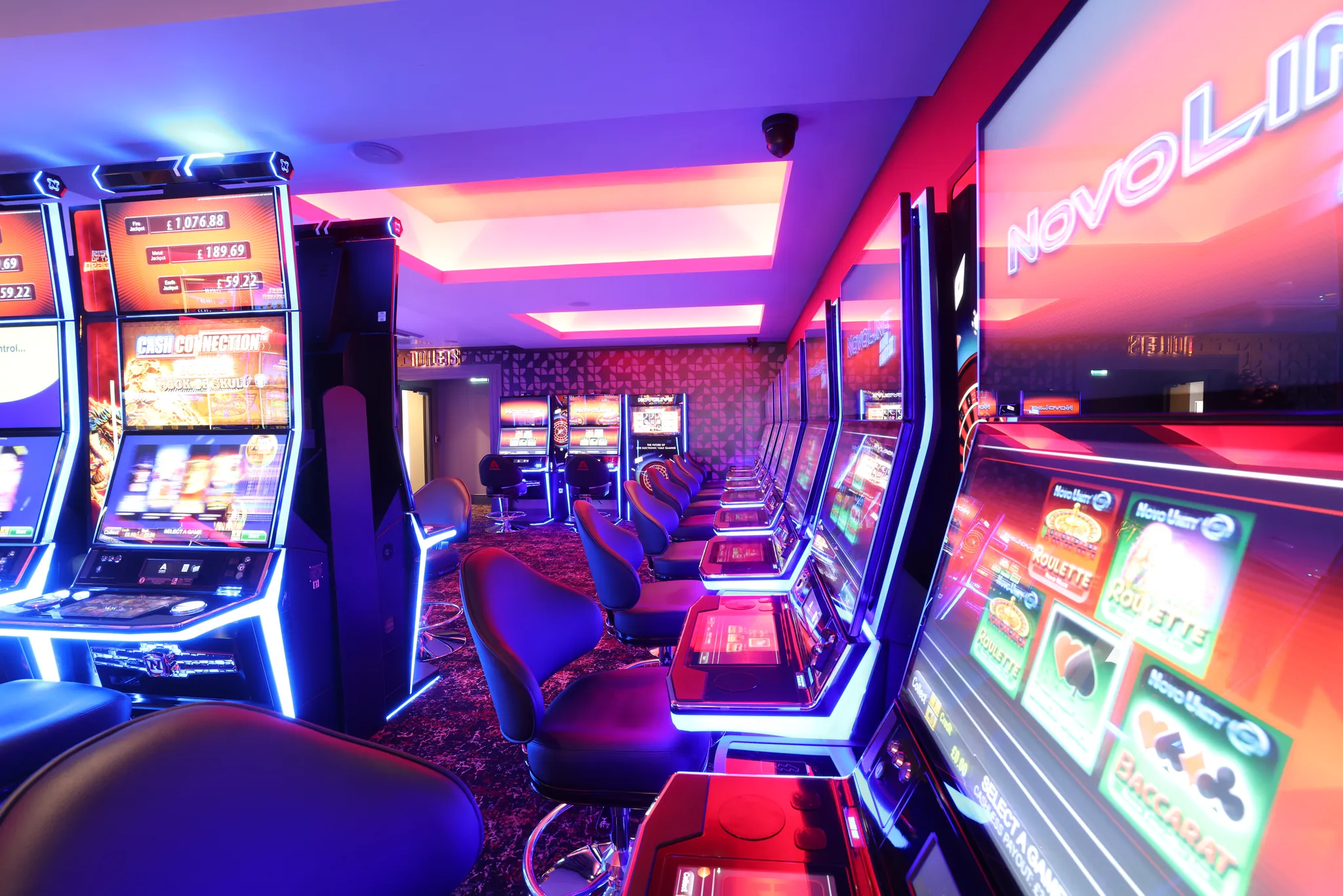 A bank of premium slot machines